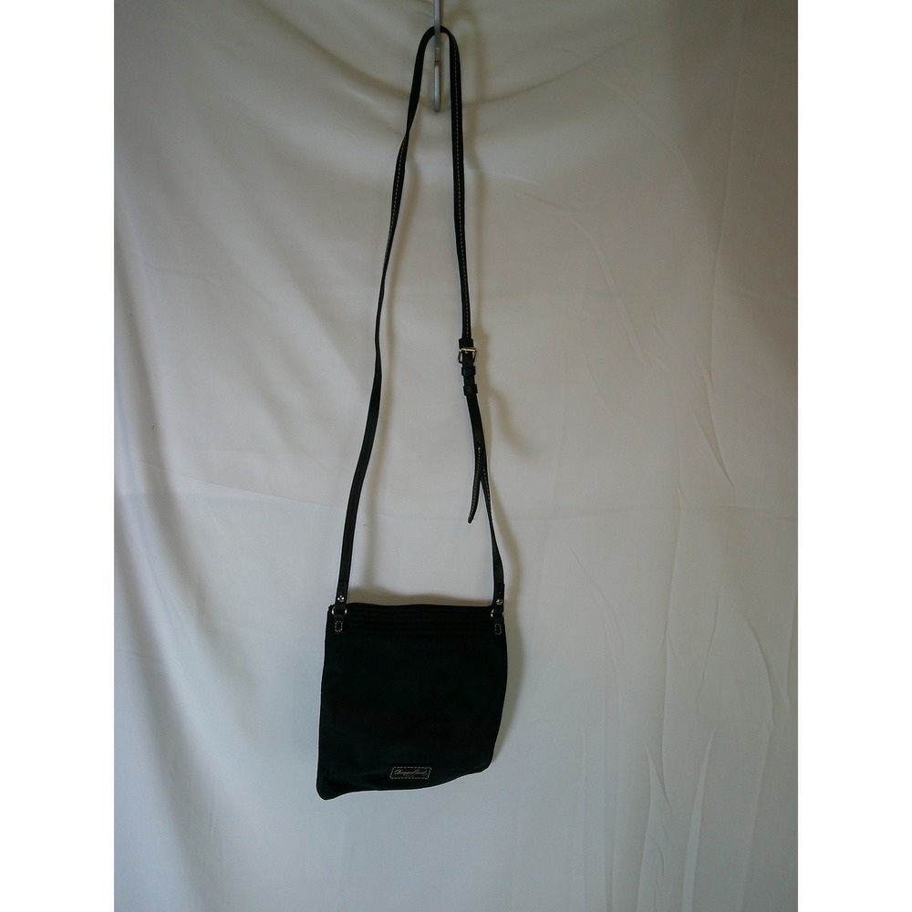Dooney & Bourke Black Nylon Leather Trim Crossbody Bag with Pink Lining